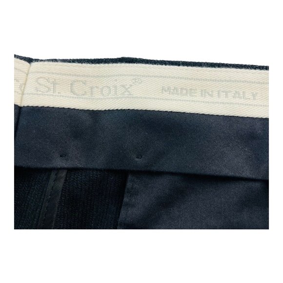 VTG St. Croix Black Flat Front Polyester Wool Corduroy Dress Pants 36X27 +2.5" - Picture 2 of 5